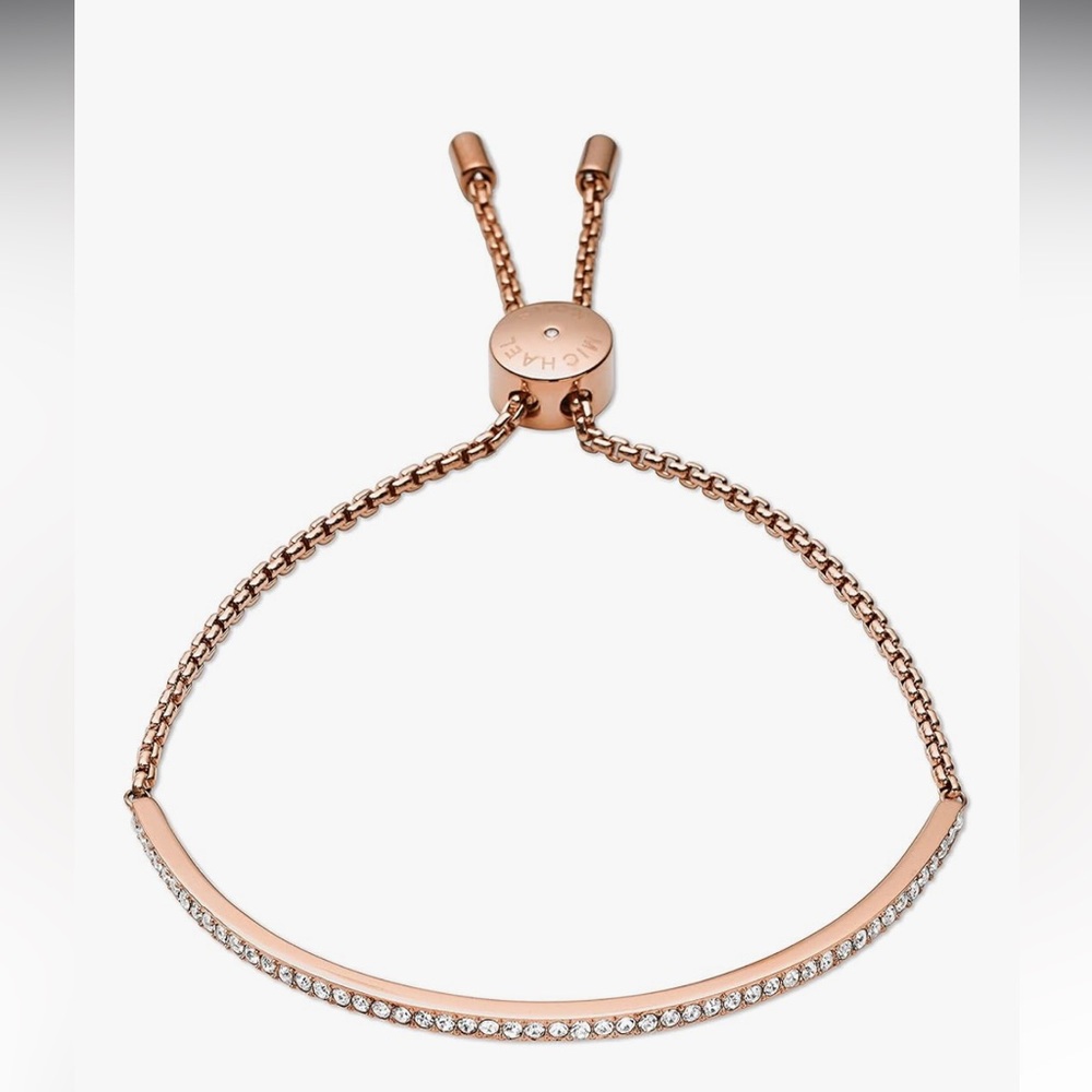 Michael Kors rose gold pave drawstring slider bracelet